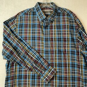 Daniel Cremieux Shirt Mens XL Blue Plaid Non Iron Long Sleeve Button Down Up
